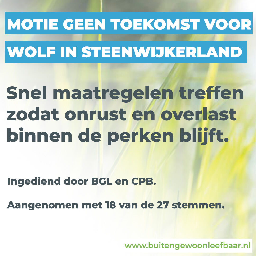 Motie: Geen toekomst voor wolf in Steenwijkerland